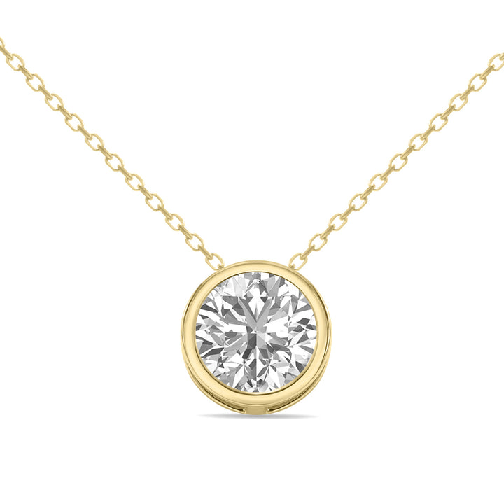 Igi Certified 1 Carat Lab Grown Diamond Bezel Pendant In 14K Yellow Gold