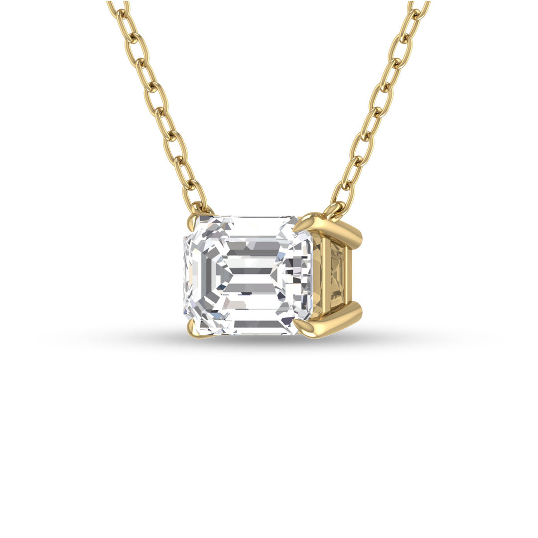 Lab Grown 1/2 Carat Floating Emerald Diamond Solitaire Pendant In 14K Yellow Gold