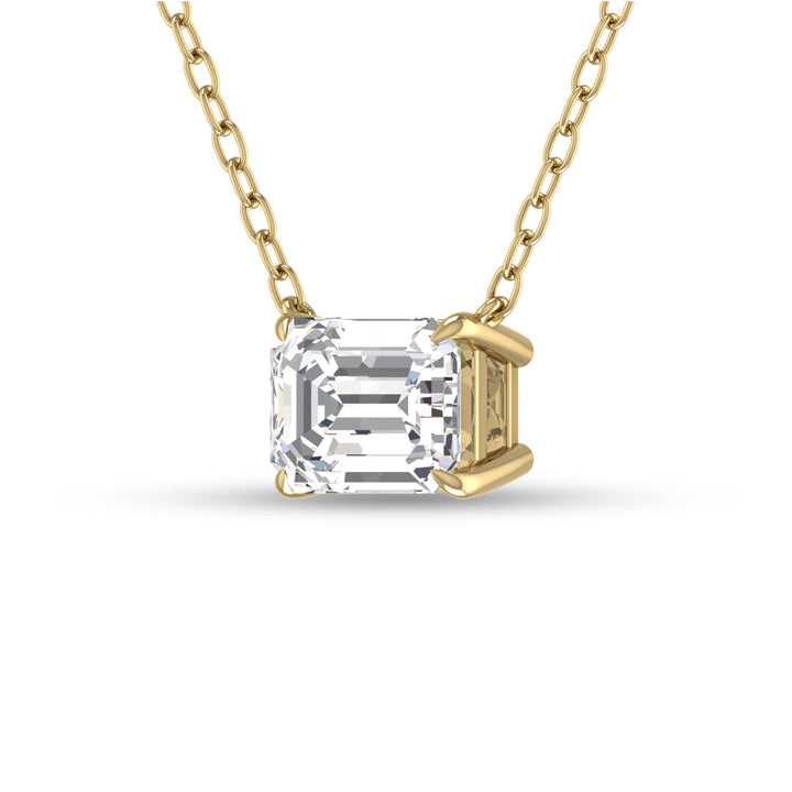 Lab Grown 1/2 Carat Floating Emerald Diamond Solitaire Pendant In 14K Yellow Gold