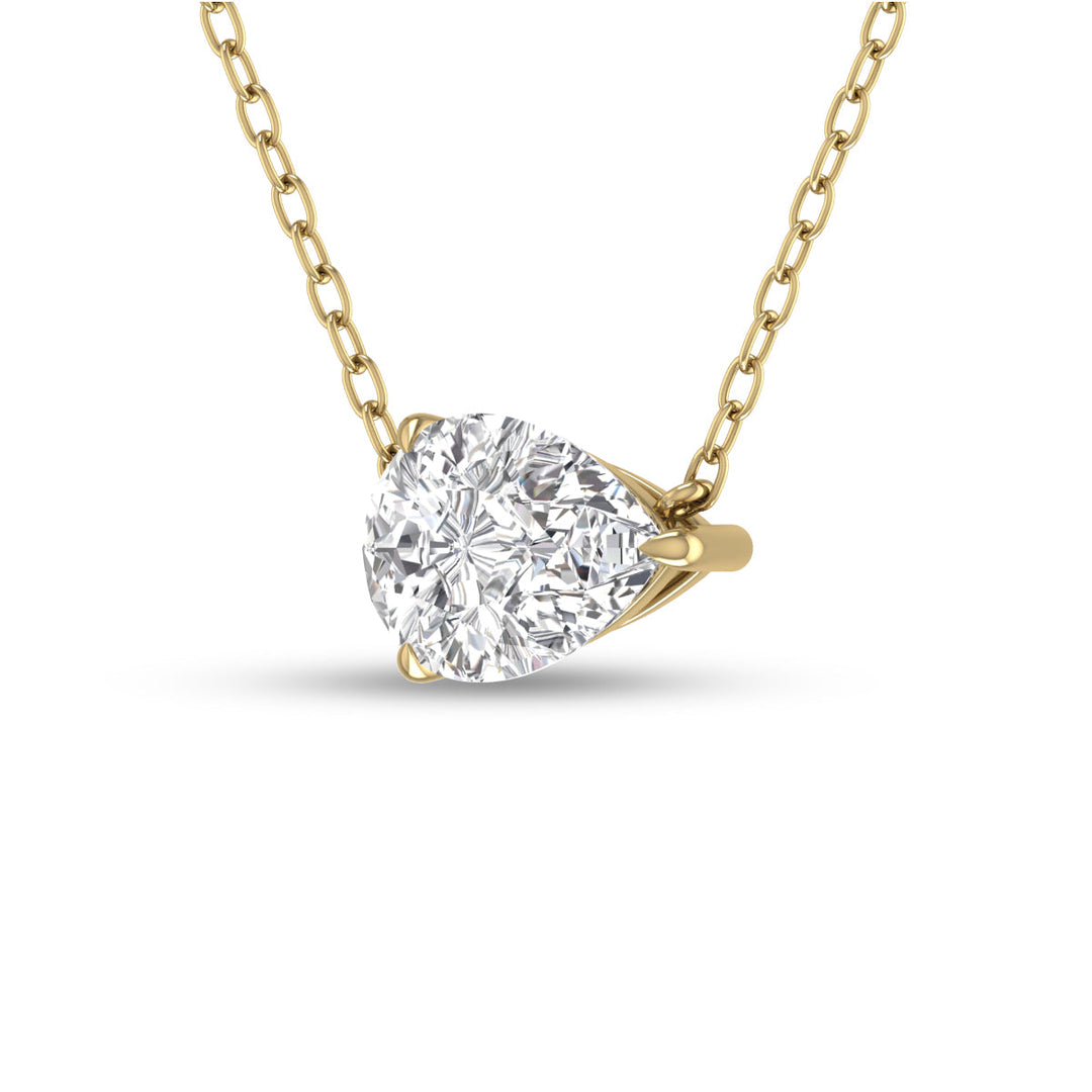 Lab Grown 1/2 Carat Floating Pear Shaped Diamond Solitaire Pendant In 14K Yellow Gold