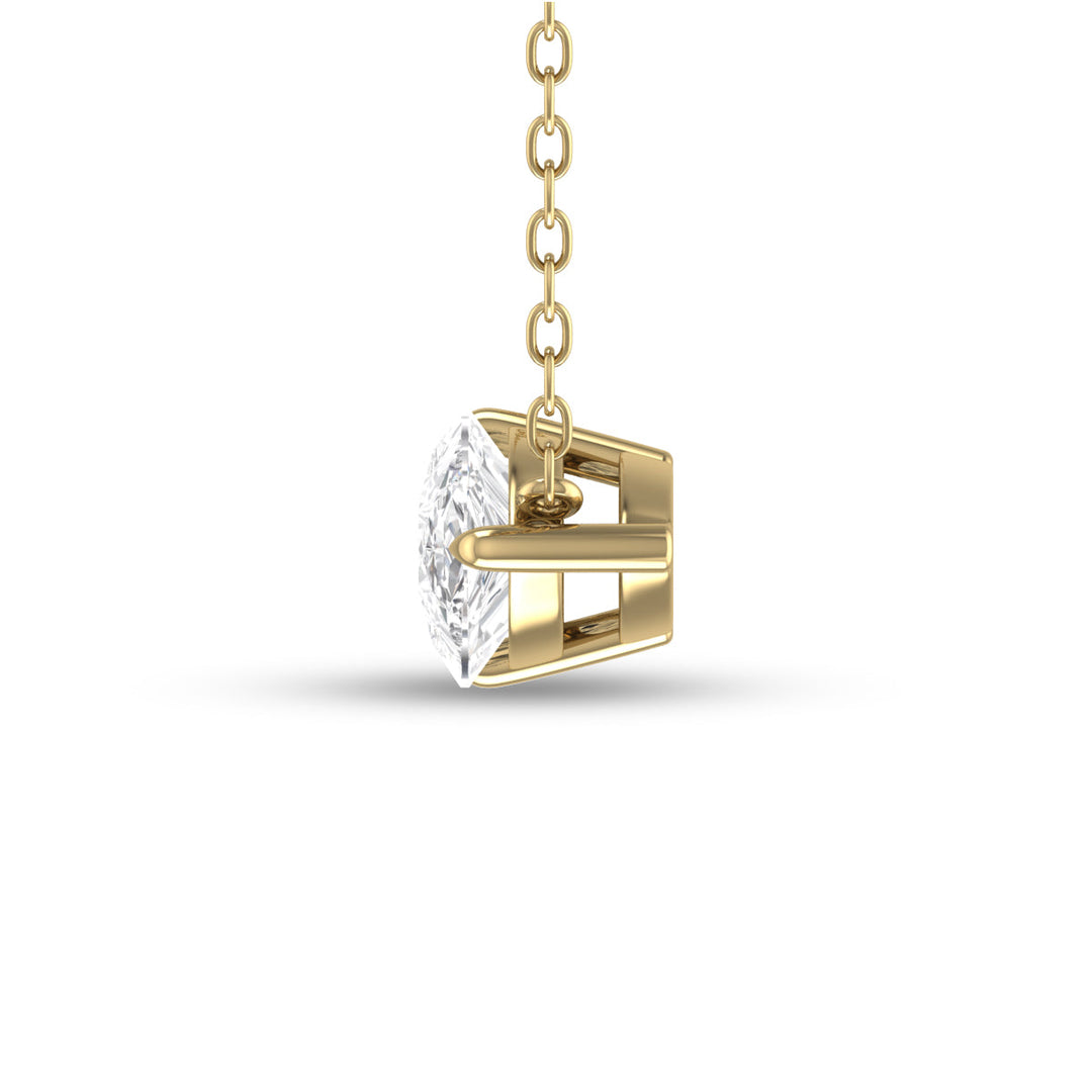 Lab Grown 1/2 Carat Floating Pear Shaped Diamond Solitaire Pendant In 14K Yellow Gold