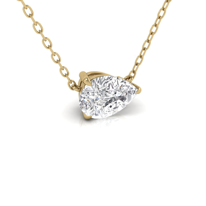 Lab Grown 1/2 Carat Floating Pear Shaped Diamond Solitaire Pendant In 14K Yellow Gold