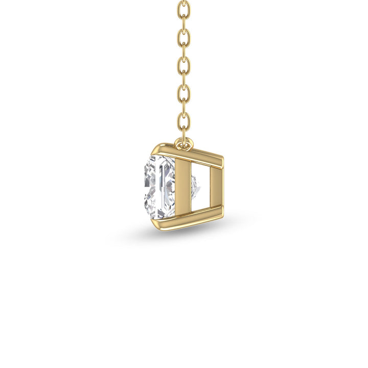 Lab Grown 1/2 Carat Floating Princess Cut Diamond Solitaire Pendant In 14K Yellow Gold