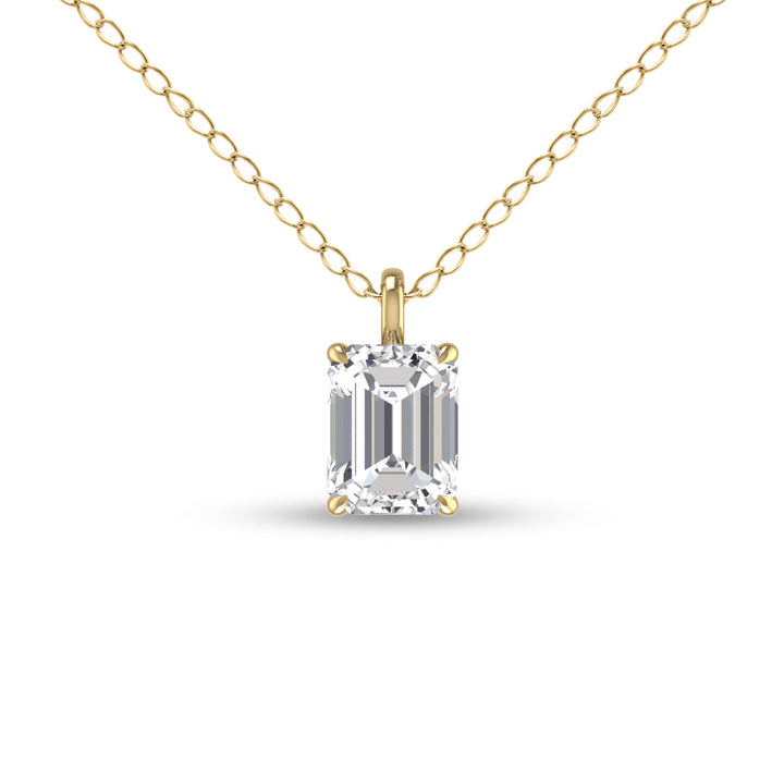 Lab Grown 1/2 Carat Emerald Solitaire Diamond Pendant In 14K Yellow Gold