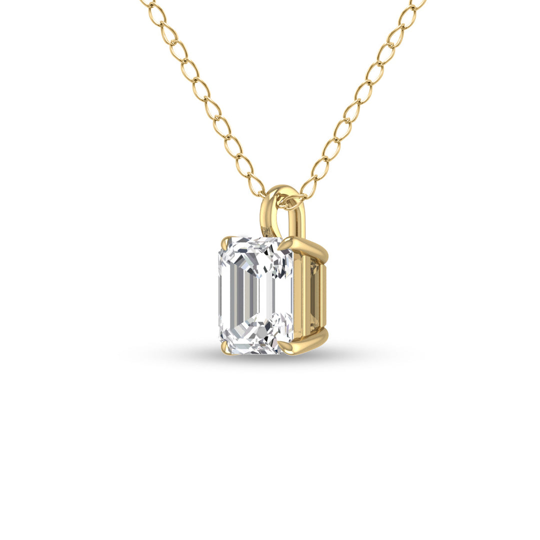 Lab Grown 1/2 Carat Emerald Solitaire Diamond Pendant In 14K Yellow Gold