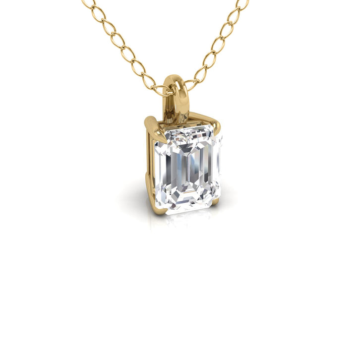 Lab Grown 1/2 Carat Emerald Solitaire Diamond Pendant In 14K Yellow Gold