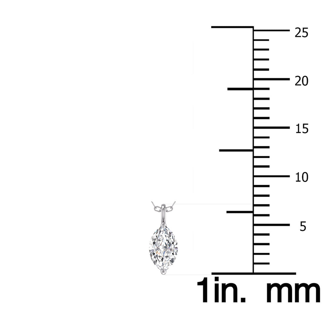 Lab Grown 1/2 Carat Marquise Solitaire Diamond Pendant In 14K White Gold