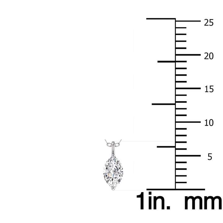 Lab Grown 1/2 Carat Marquise Solitaire Diamond Pendant In 14K White Gold