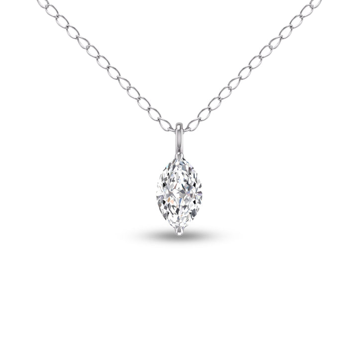 Lab Grown 1/2 Carat Marquise Solitaire Diamond Pendant In 14K White Gold