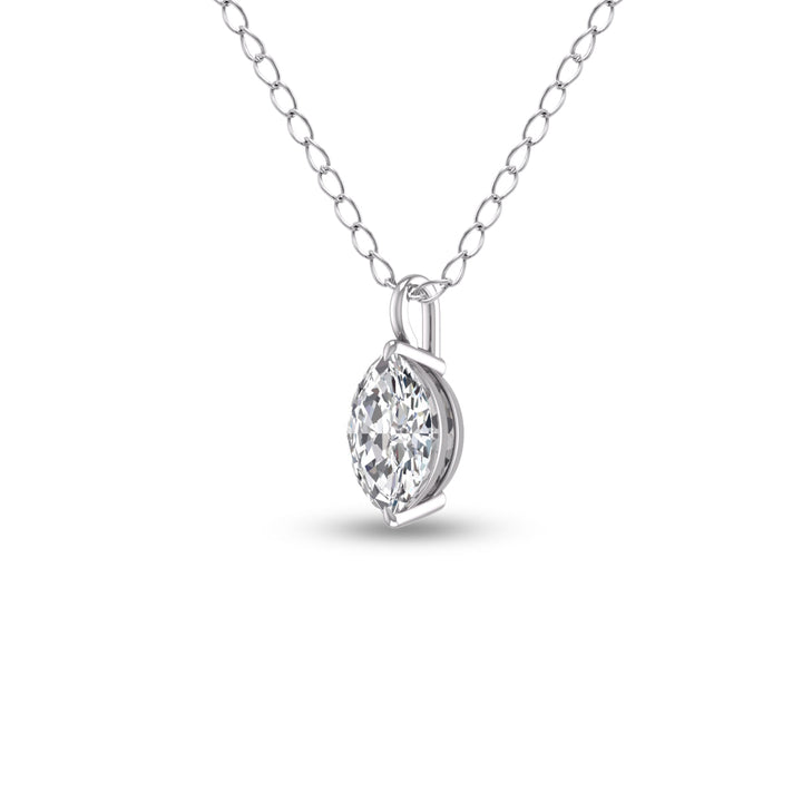 Lab Grown 1/2 Carat Marquise Solitaire Diamond Pendant In 14K White Gold