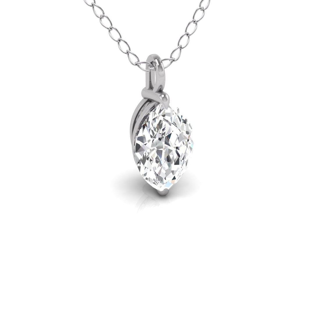 Lab Grown 1/2 Carat Marquise Solitaire Diamond Pendant In 14K White Gold