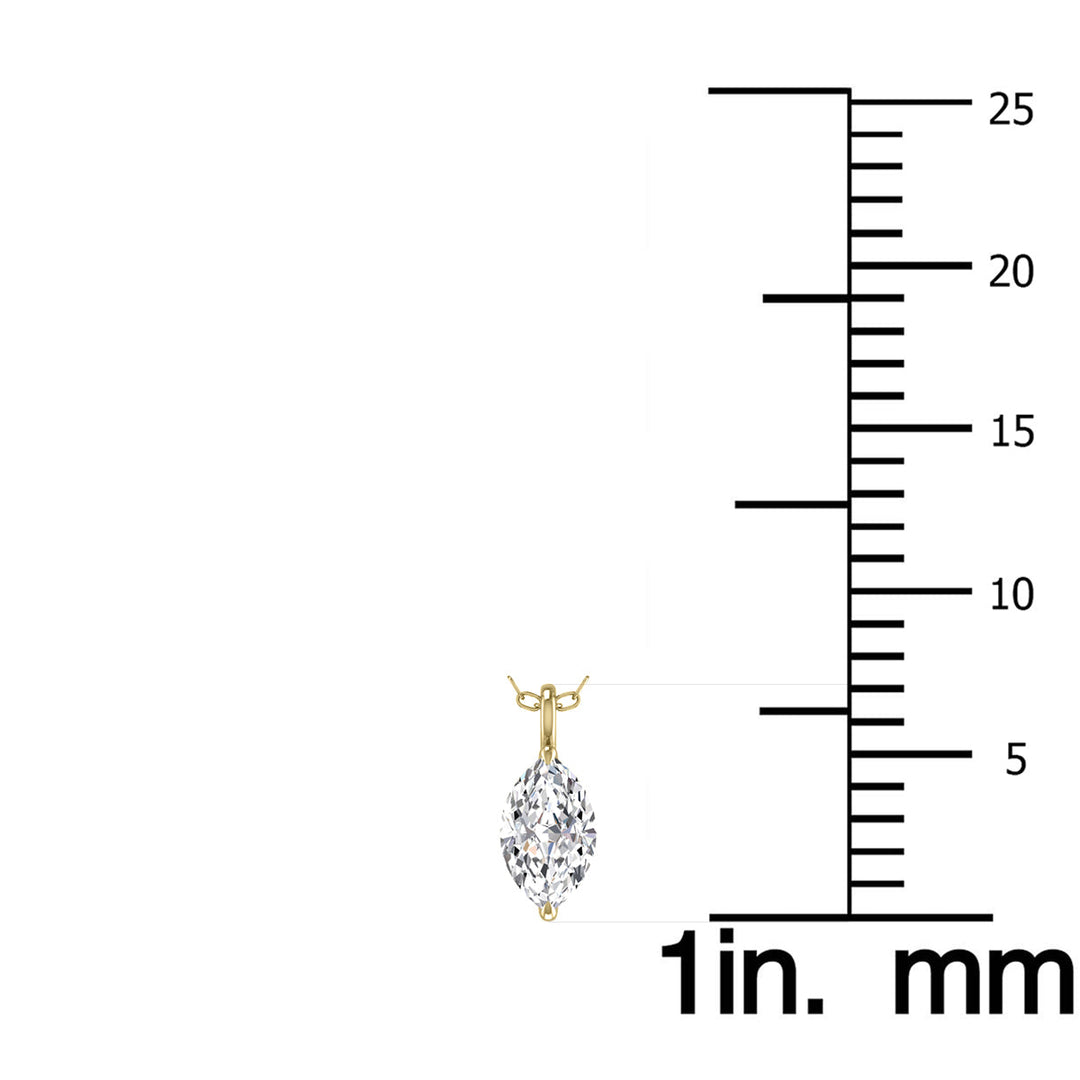 Lab Grown 1/2 Carat Marquise Solitaire Diamond Pendant In 14K Yellow Gold