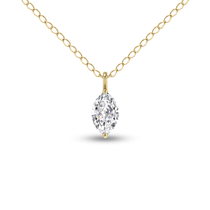 Lab Grown 1/2 Carat Marquise Solitaire Diamond Pendant In 14K Yellow Gold