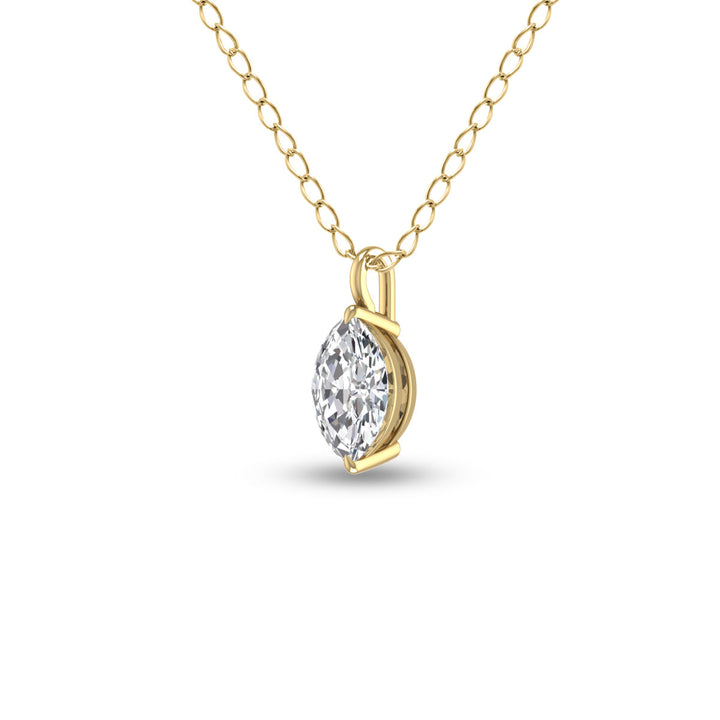 Lab Grown 1/2 Carat Marquise Solitaire Diamond Pendant In 14K Yellow Gold