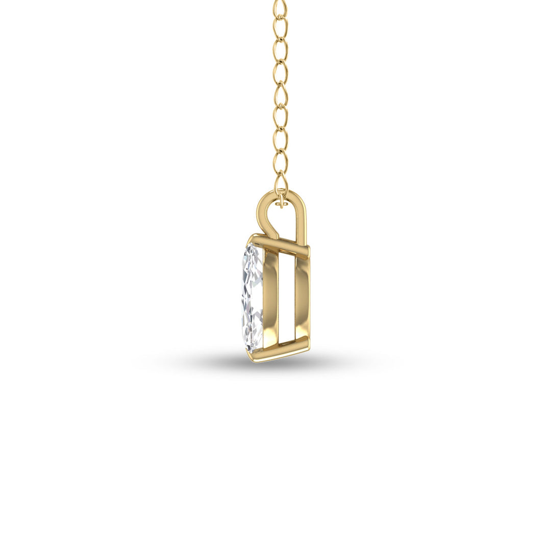 Lab Grown 1/2 Carat Marquise Solitaire Diamond Pendant In 14K Yellow Gold