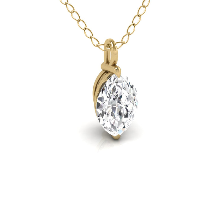 Lab Grown 1/2 Carat Marquise Solitaire Diamond Pendant In 14K Yellow Gold