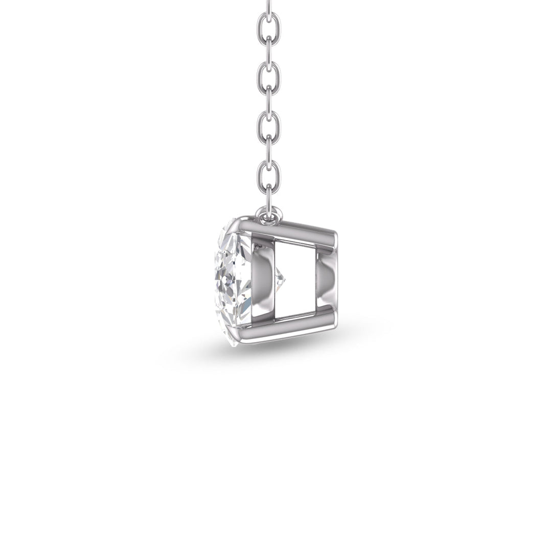 Lab Grown 1/4 Carat Floating Oval Diamond Solitaire Pendant In 14K White Gold