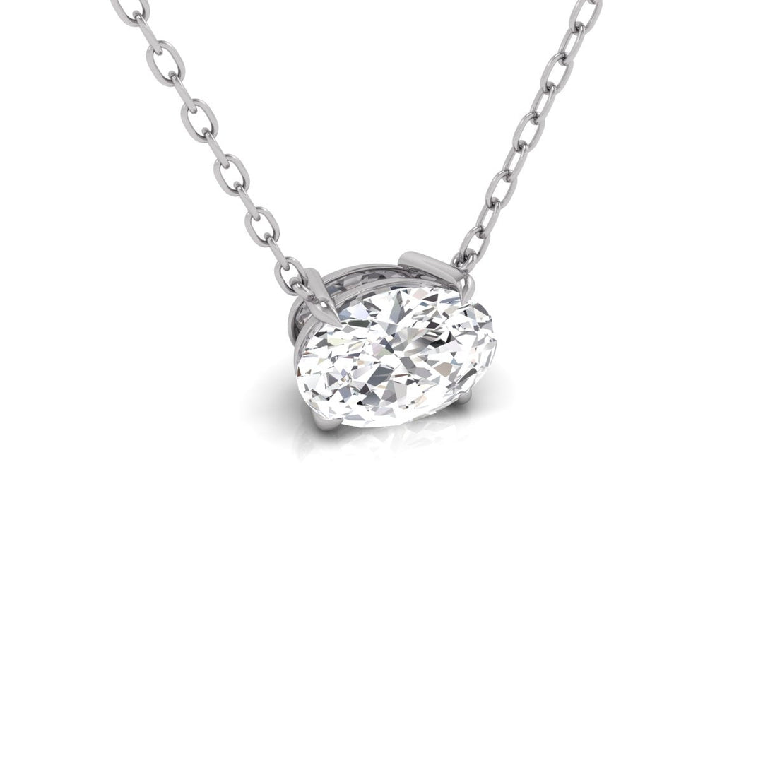 Lab Grown 1/4 Carat Floating Oval Diamond Solitaire Pendant In 14K White Gold