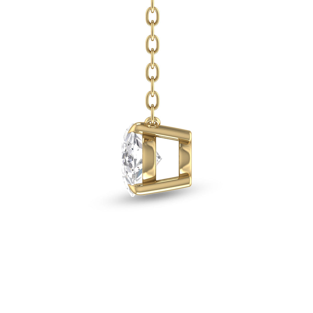 Lab Grown 1/4 Carat Floating Oval Diamond Solitaire Pendant In 14K Yellow Gold