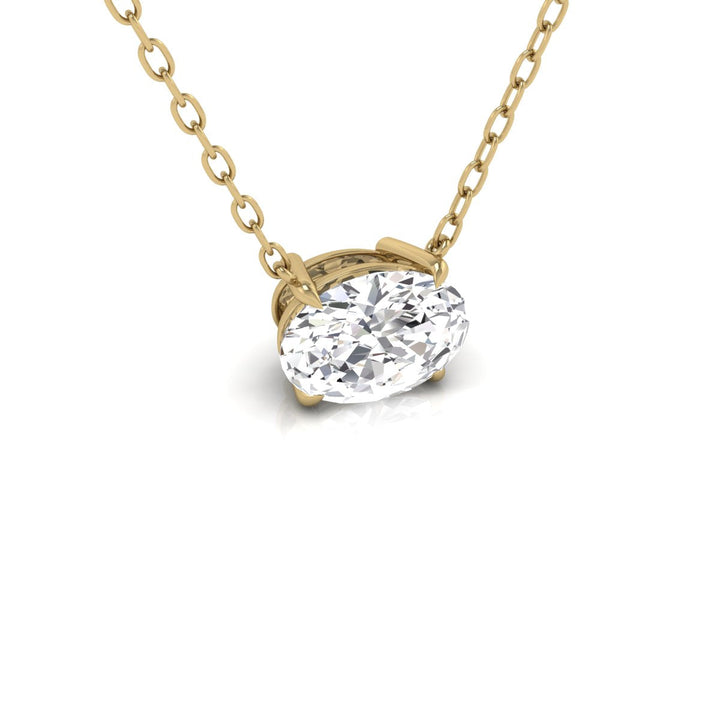 Lab Grown 1/4 Carat Floating Oval Diamond Solitaire Pendant In 14K Yellow Gold