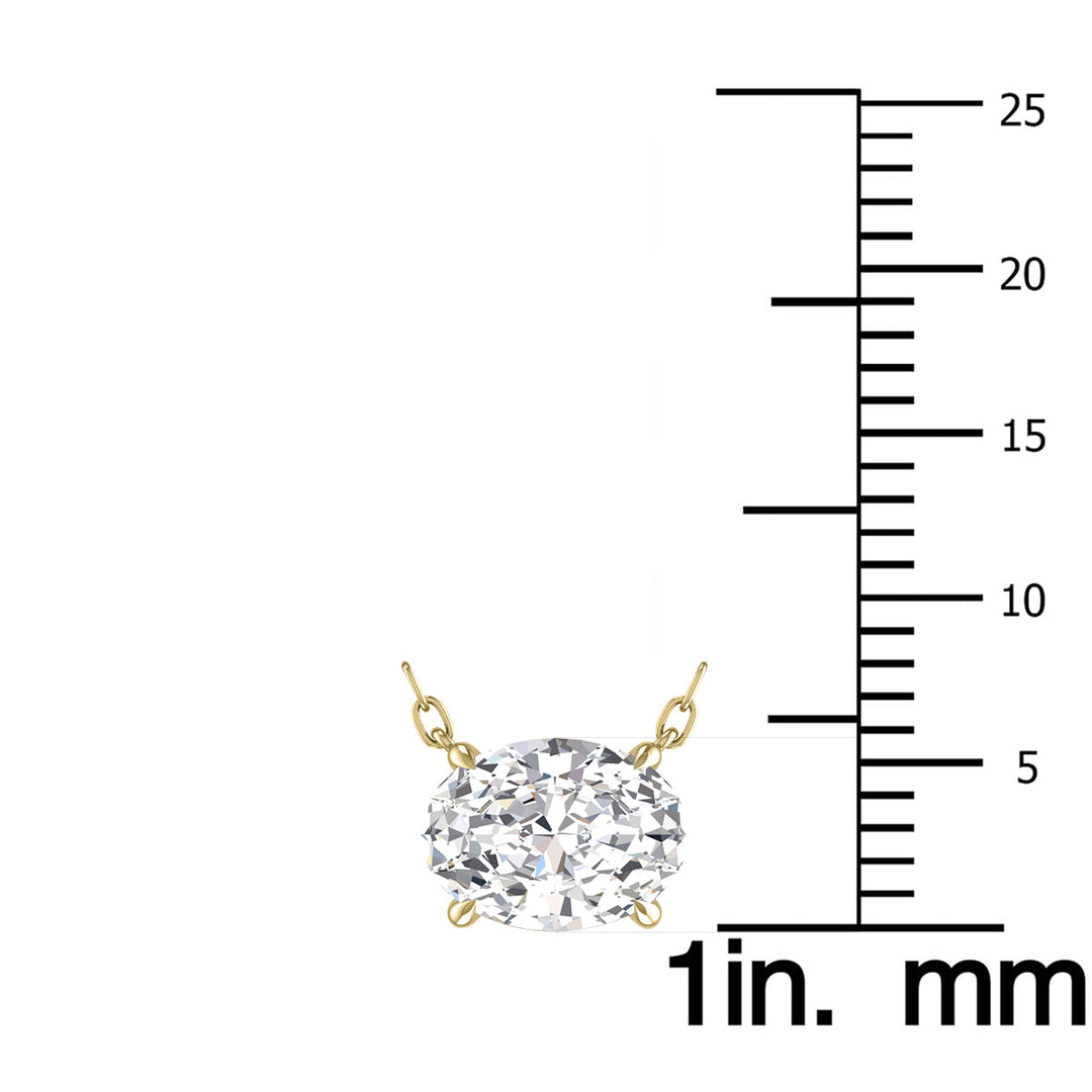 Lab Grown 1 Carat Floating Oval Diamond Solitaire Pendant In 14K Yellow Gold