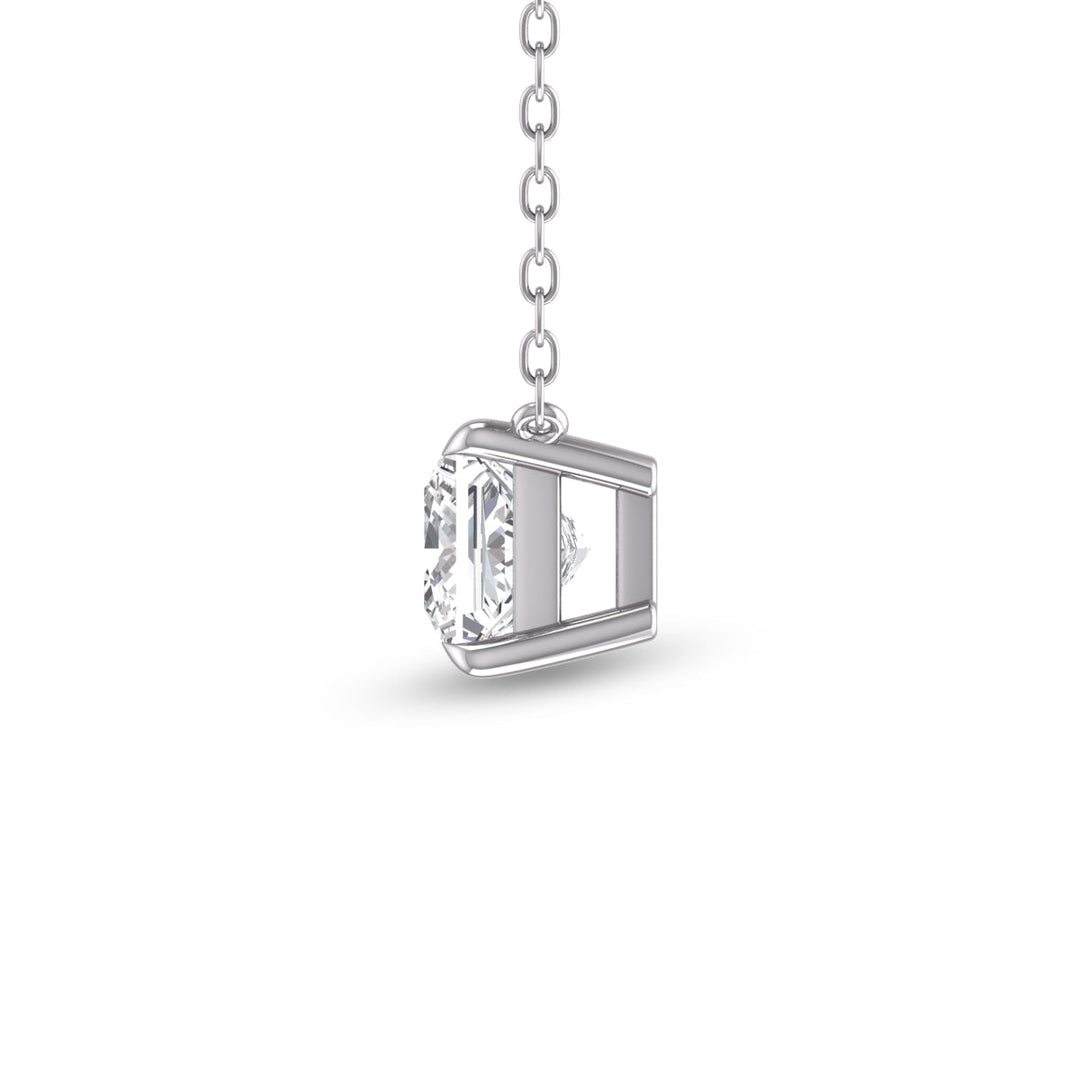 Lab Grown 1 Carat Floating Princess Cut Diamond Solitaire Pendant In 14K White Gold