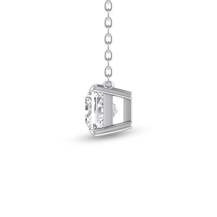 Lab Grown 1 Carat Floating Princess Cut Diamond Solitaire Pendant In 14K White Gold