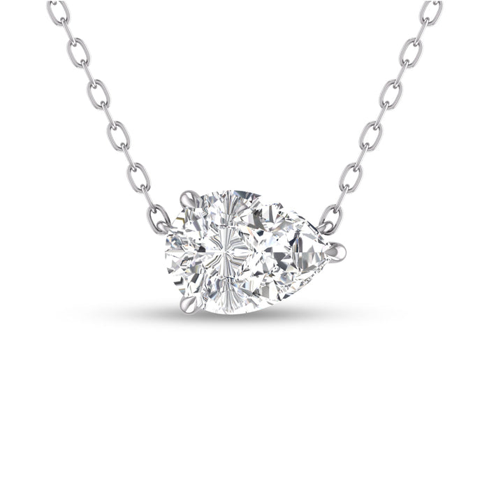 Lab Grown 3/4 Carat Floating Pear Shaped Diamond Solitaire Pendant In 14K White Gold