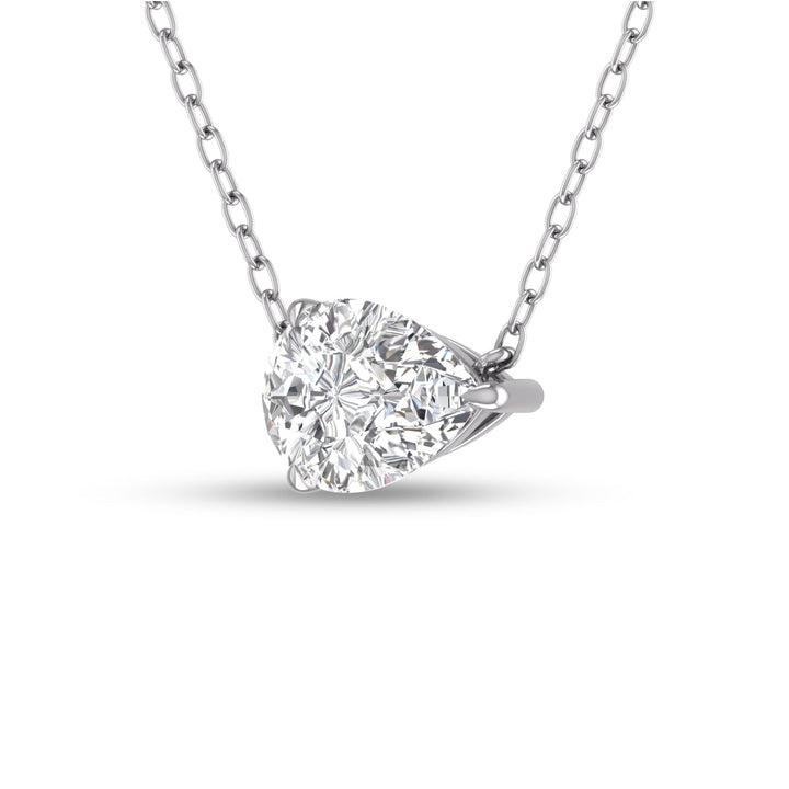 Lab Grown 3/4 Carat Floating Pear Shaped Diamond Solitaire Pendant In 14K White Gold