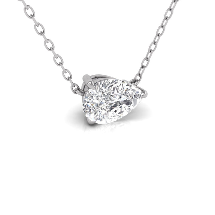 Lab Grown 3/4 Carat Floating Pear Shaped Diamond Solitaire Pendant In 14K White Gold