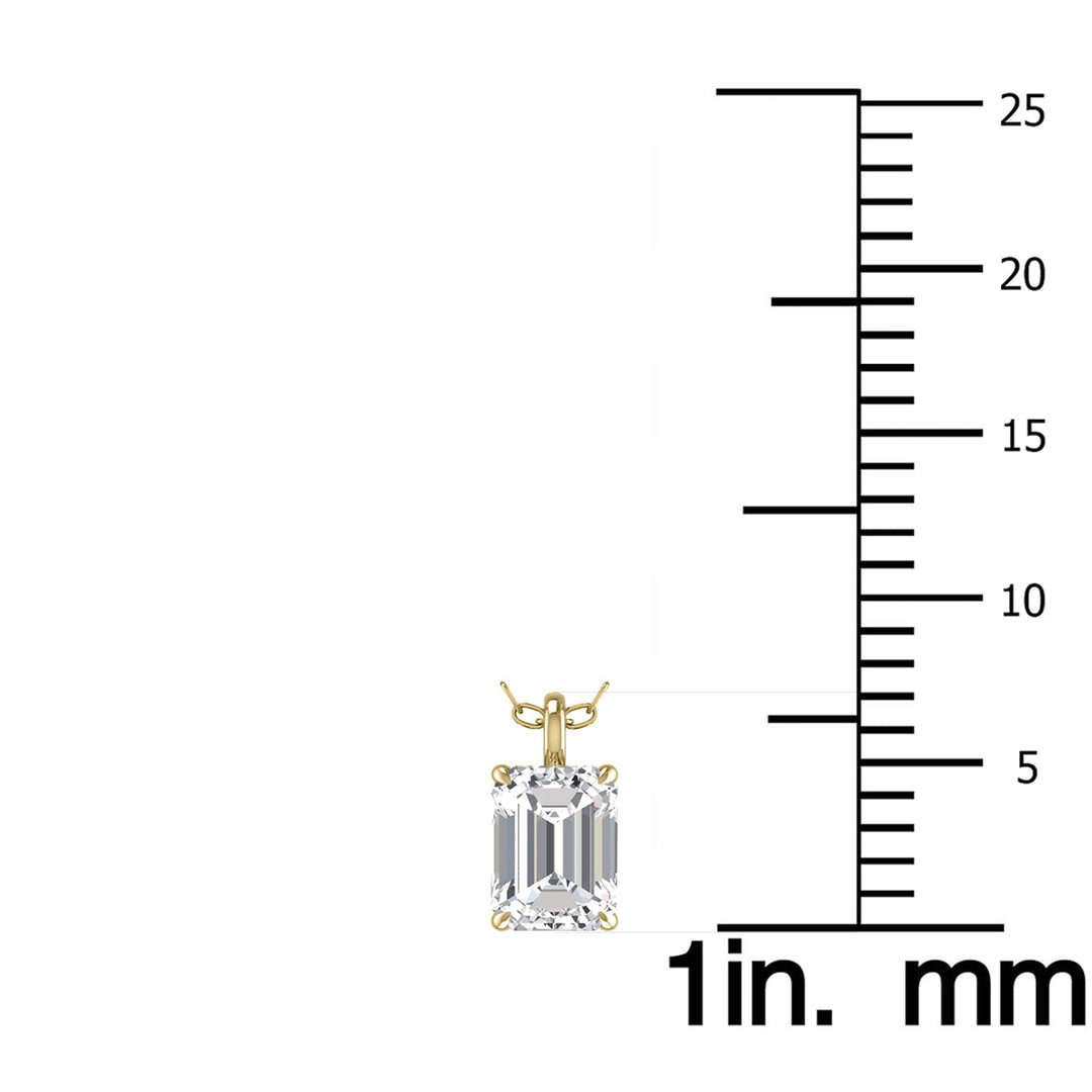 Lab Grown 1 Carat Emerald Solitaire Diamond Pendant In 14K Yellow Gold