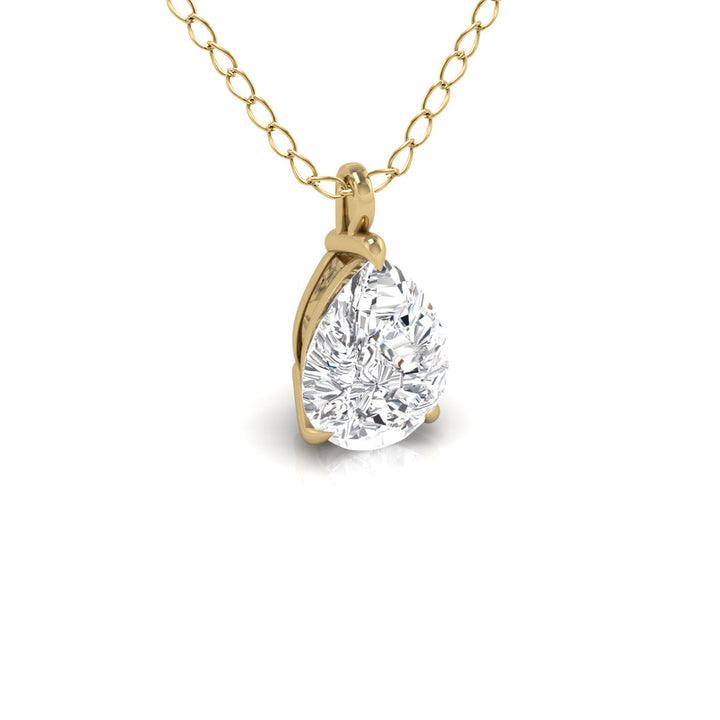 Lab Grown 1/4 Carat Pear Solitaire Diamond Pendant In 14K Yellow Gold