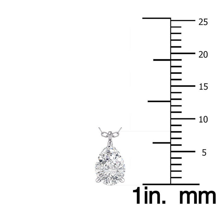 Lab Grown 3/4 Carat Pear Solitaire Diamond Pendant In 14K White Gold