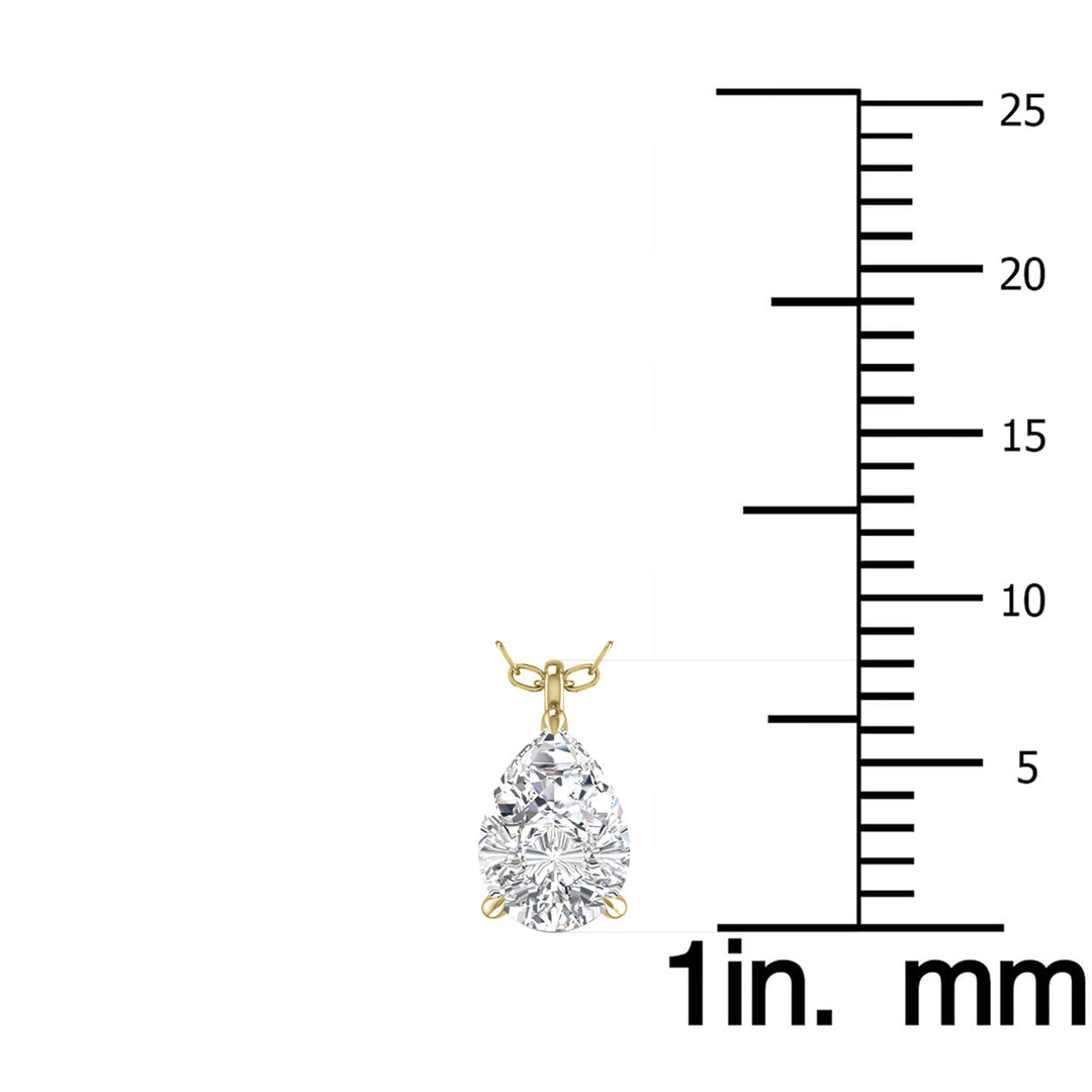 Lab Grown 3/4 Carat Pear Solitaire Diamond Pendant In 14K Yellow Gold