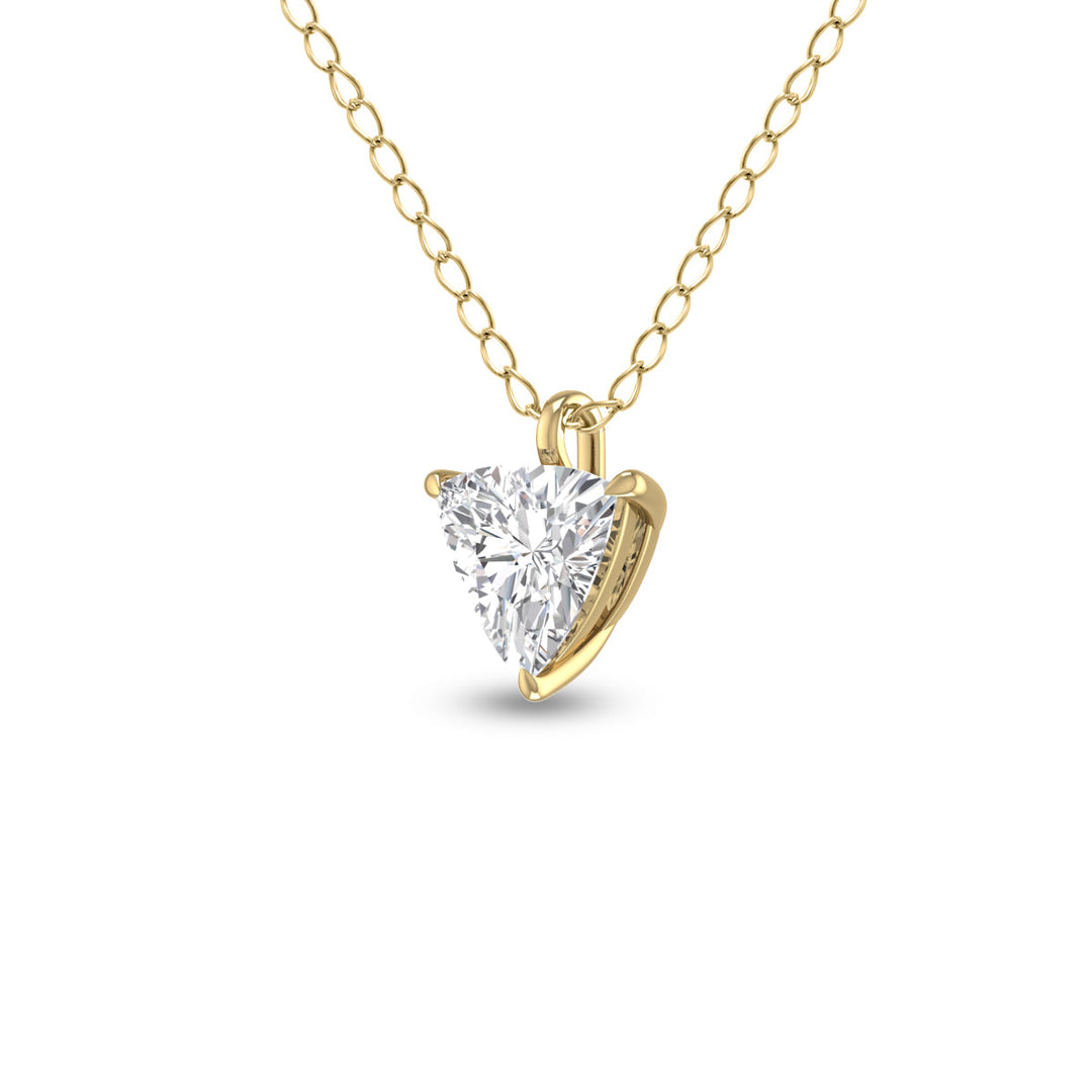 Lab Grown 1 Carat Trillion Shaped Solitaire Diamond Pendant In 14K Yellow Gold