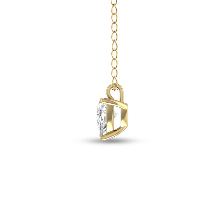 Lab Grown 1 Carat Trillion Shaped Solitaire Diamond Pendant In 14K Yellow Gold