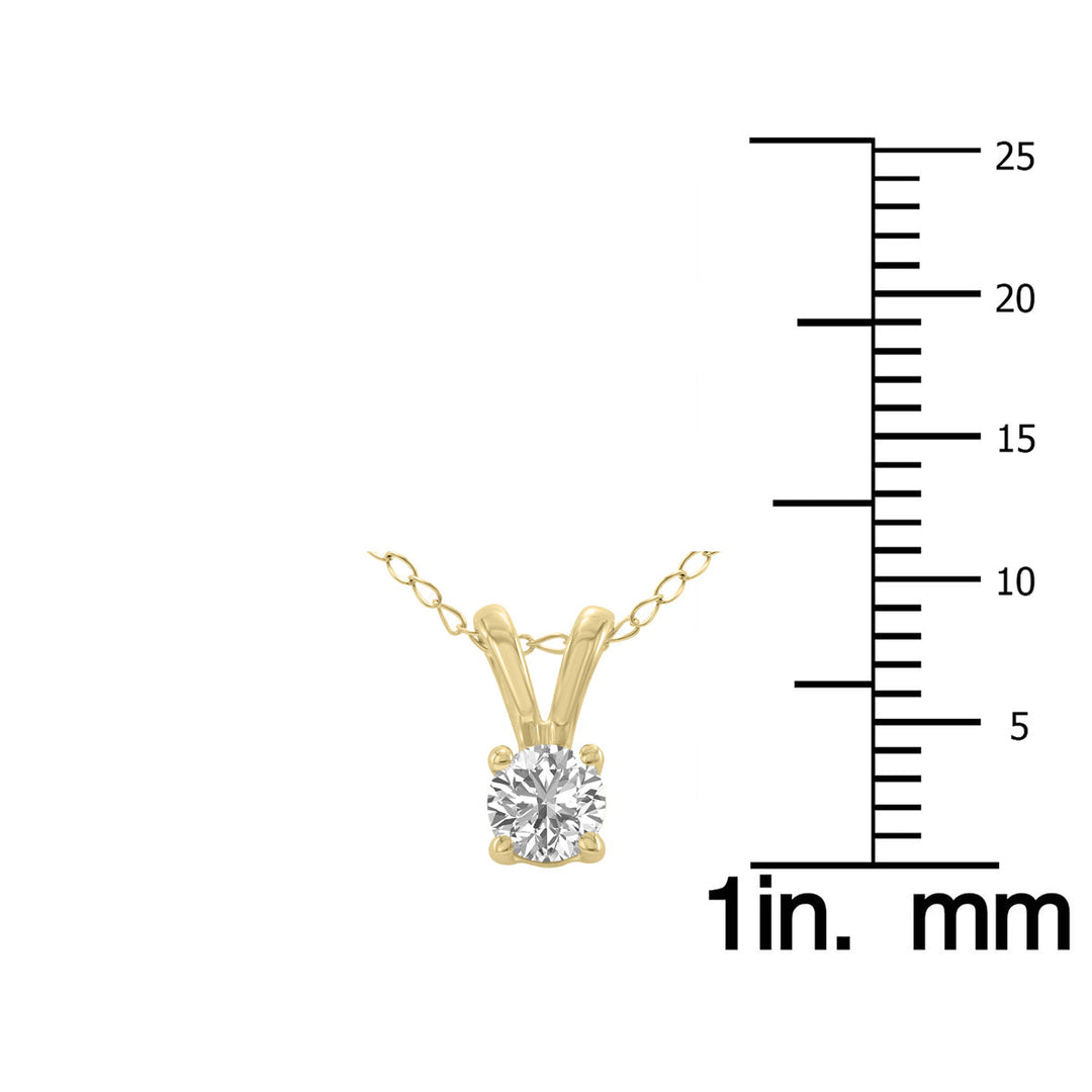 1/4 Carat Lab Grown Diamond Round Solitaire Pendant In 14K Yellow Gold