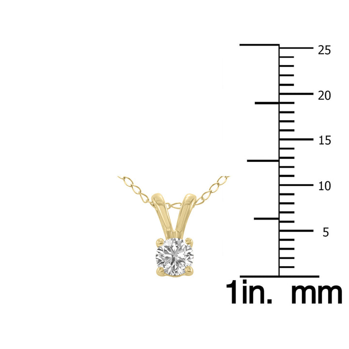 1/4 Carat Lab Grown Diamond Round Solitaire Pendant In 14K Yellow Gold