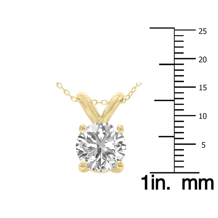 2 Carat Lab Grown Diamond Round Solitaire Pendant In 14K Yellow Gold