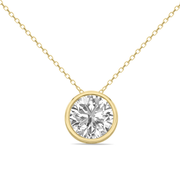 Igi Certified 1.50 Carat Lab Grown Diamond Bezel Pendant In 14K Yellow Gold