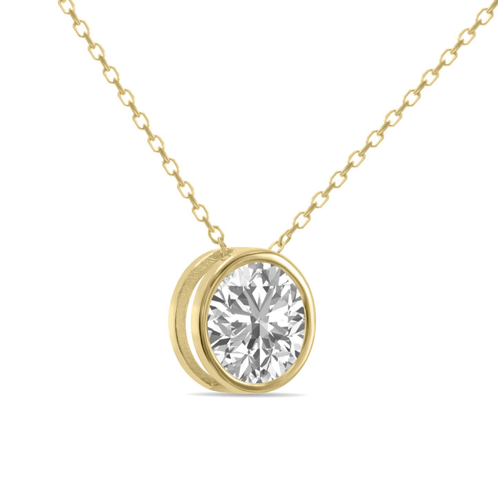 Igi Certified 1.50 Carat Lab Grown Diamond Bezel Pendant In 14K Yellow Gold