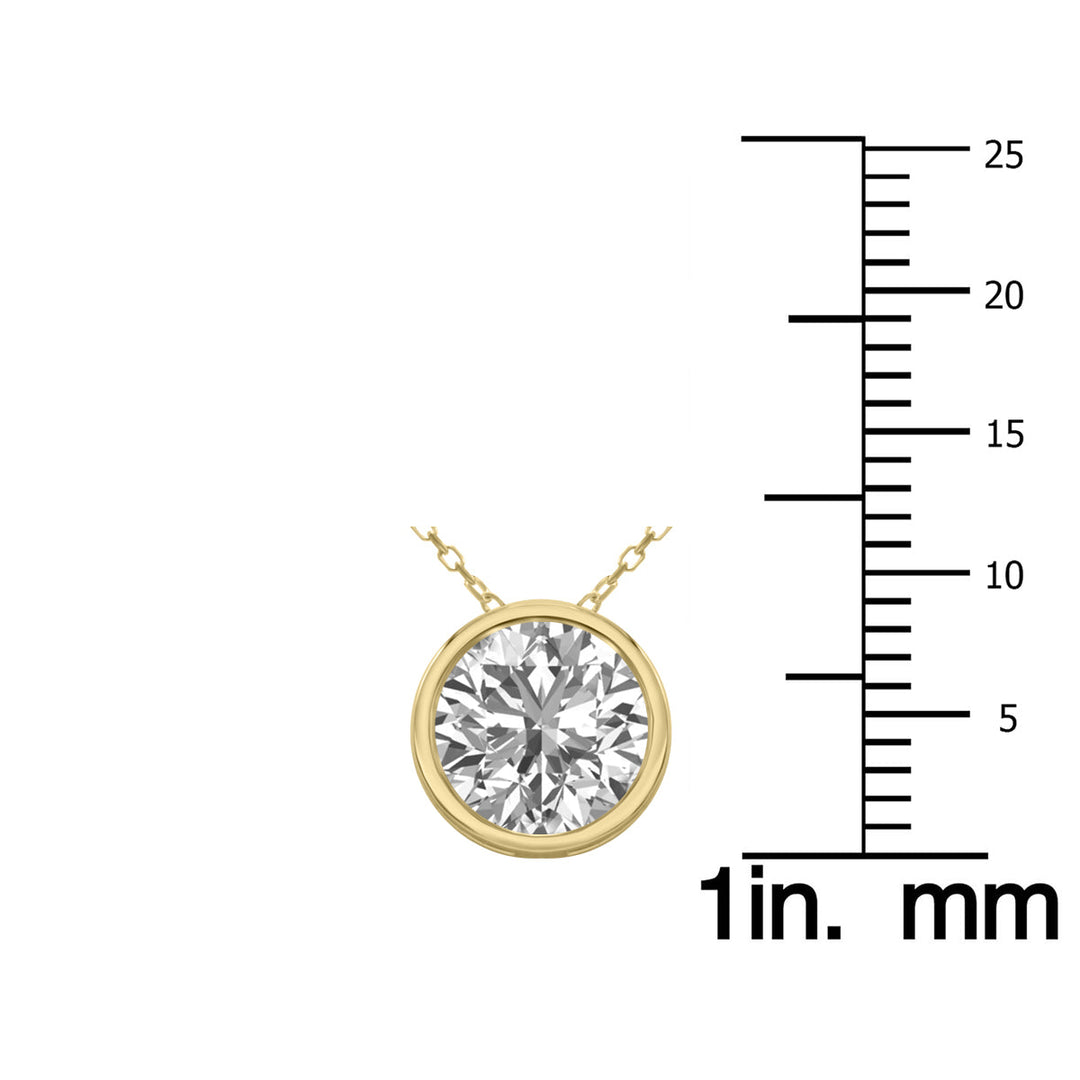 Igi Certified 1.50 Carat Lab Grown Diamond Bezel Pendant In 14K Yellow Gold