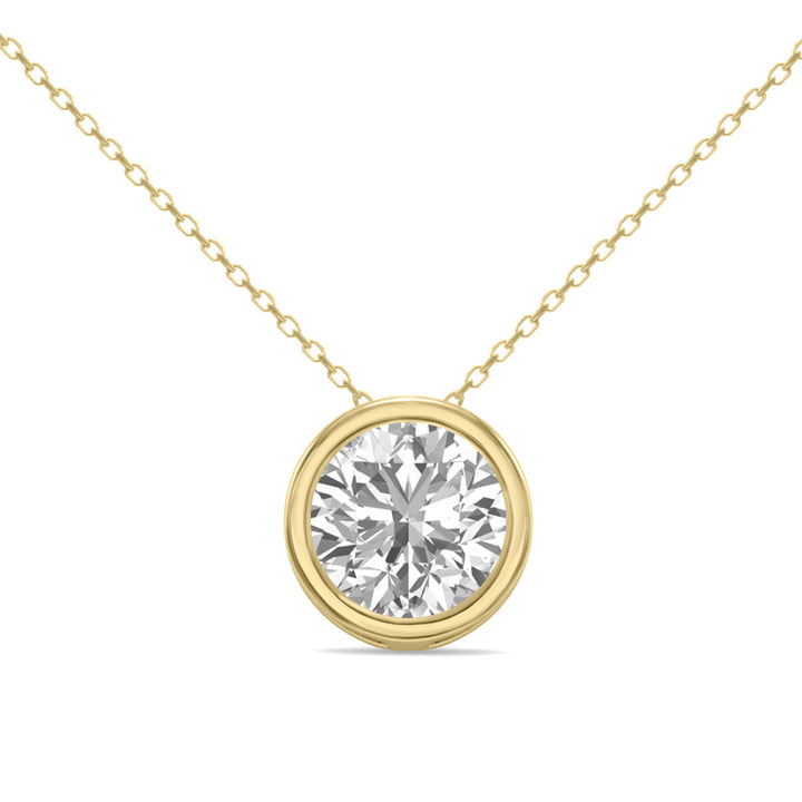 Igi Certified 2 Carat Lab Grown Diamond Bezel Pendant In 14K Yellow Gold