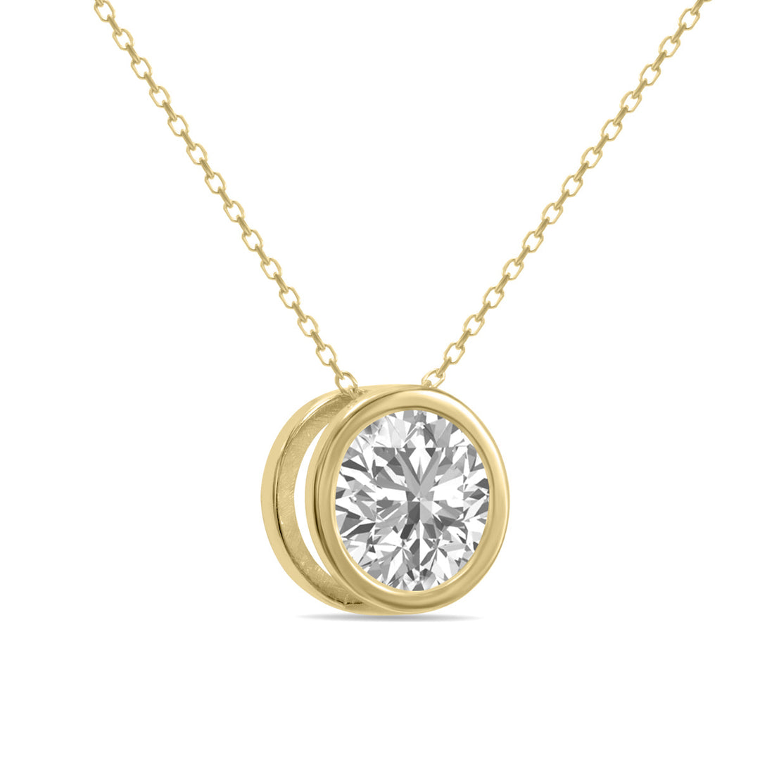 Igi Certified 2 Carat Lab Grown Diamond Bezel Pendant In 14K Yellow Gold