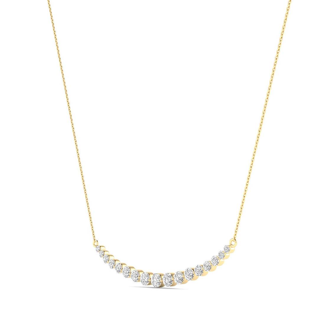 1 Carat Tw Diamond Smiley Bar Necklace In 14K Yellow Gold