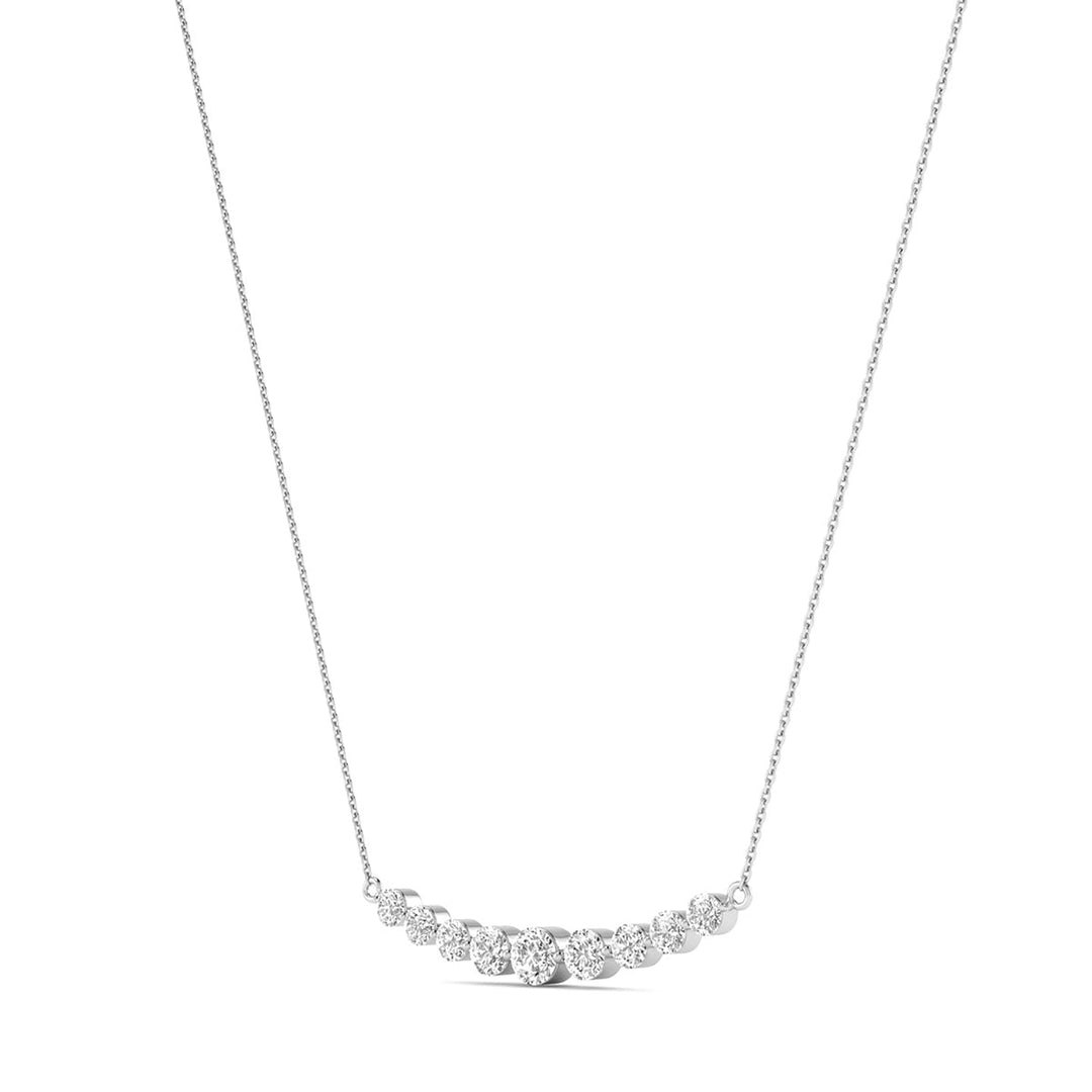 1 Carat Tw 9 Stone Diamond Bar Necklace In 14K White Gold