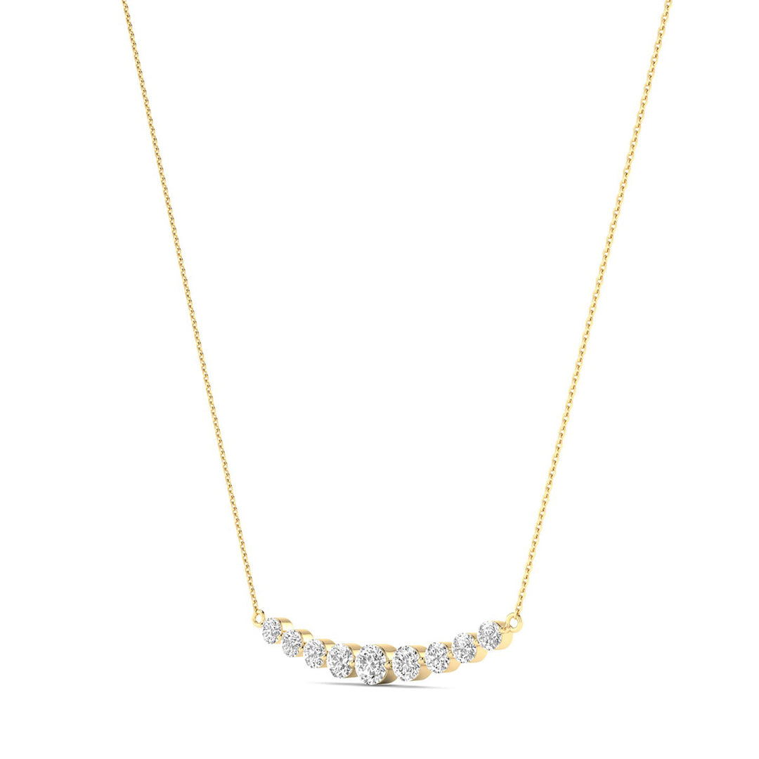 1 Carat Tw 9 Stone Diamond Bar Necklace In 14K Yellow Gold