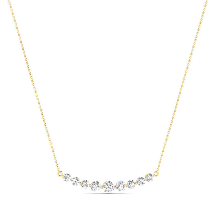 1 Carat Tw 9 Stone Diamond Bar Necklace In 14K Yellow Gold