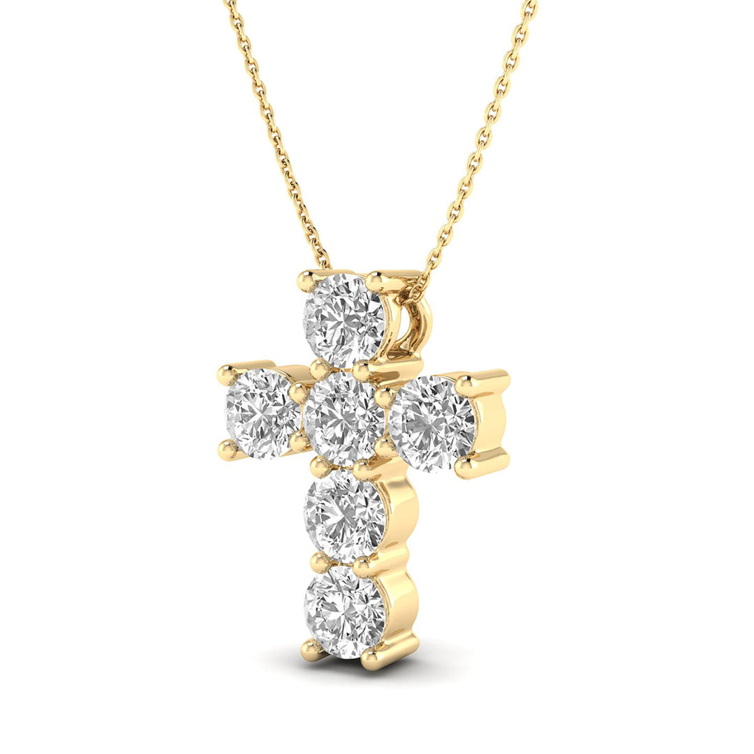 1/2 Carat Tw Diamond Religious Cross Pendant In 14K Yellow Gold