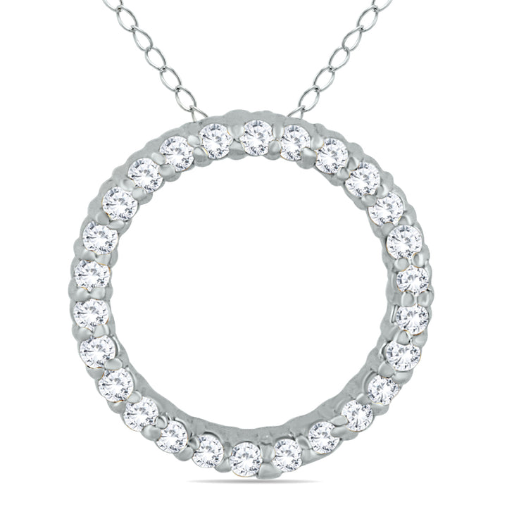 1/3 Carat Tw Diamond Circle Pendant In 14K White Gold